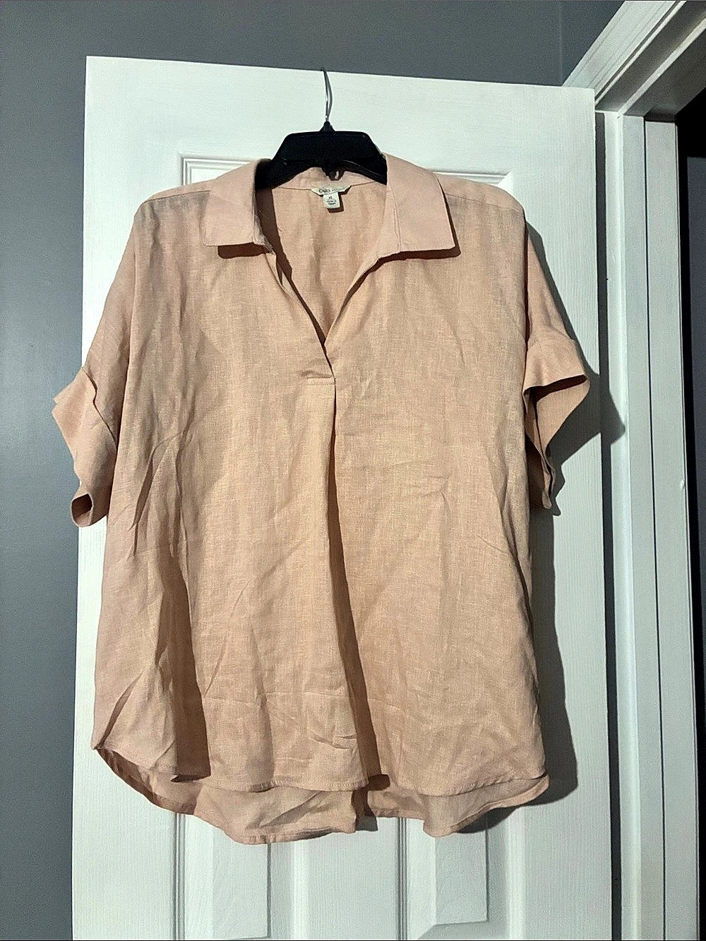 Cato Pink Rayon Linen Button Down Shirt XL